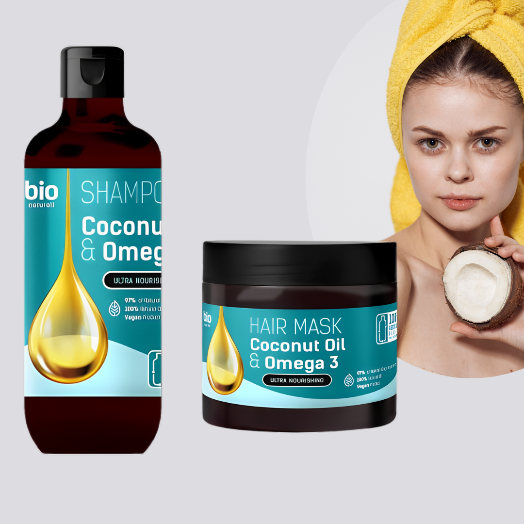 Șampon & Mască pentru Păr cu Ulei de Cocos și Omega 3